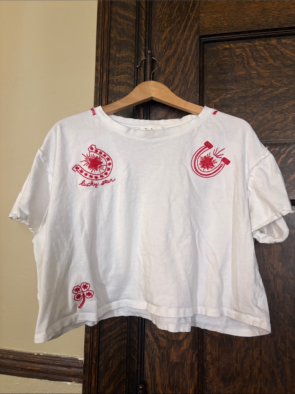 Stitched Cropped, White T-Shirt